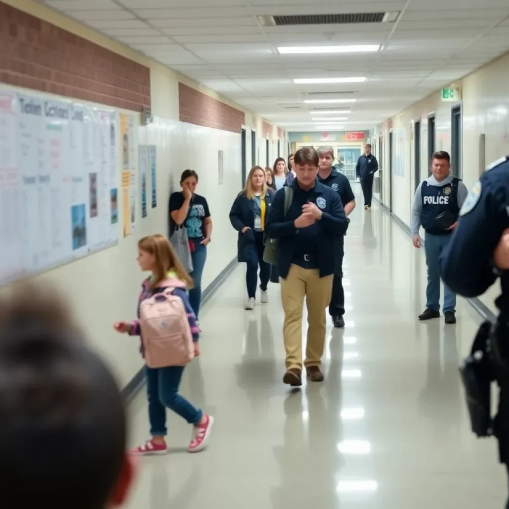 Burnet Middle School campus during a security incident