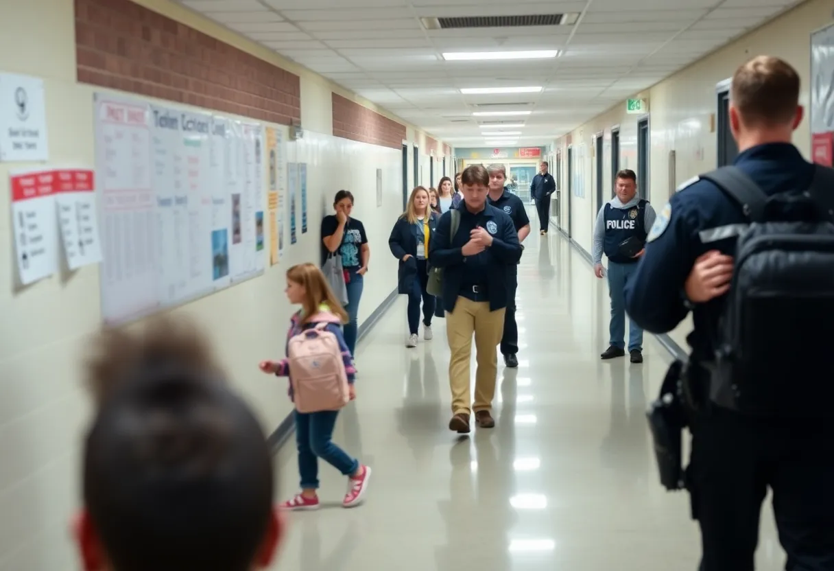 Burnet Middle School campus during a security incident