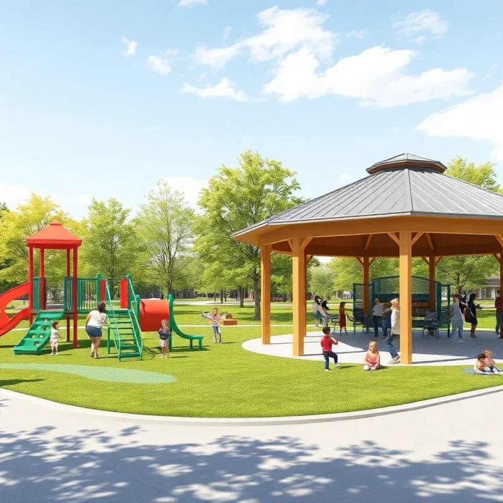 Rendering of the YMCA expansion with adventure course and pavilion