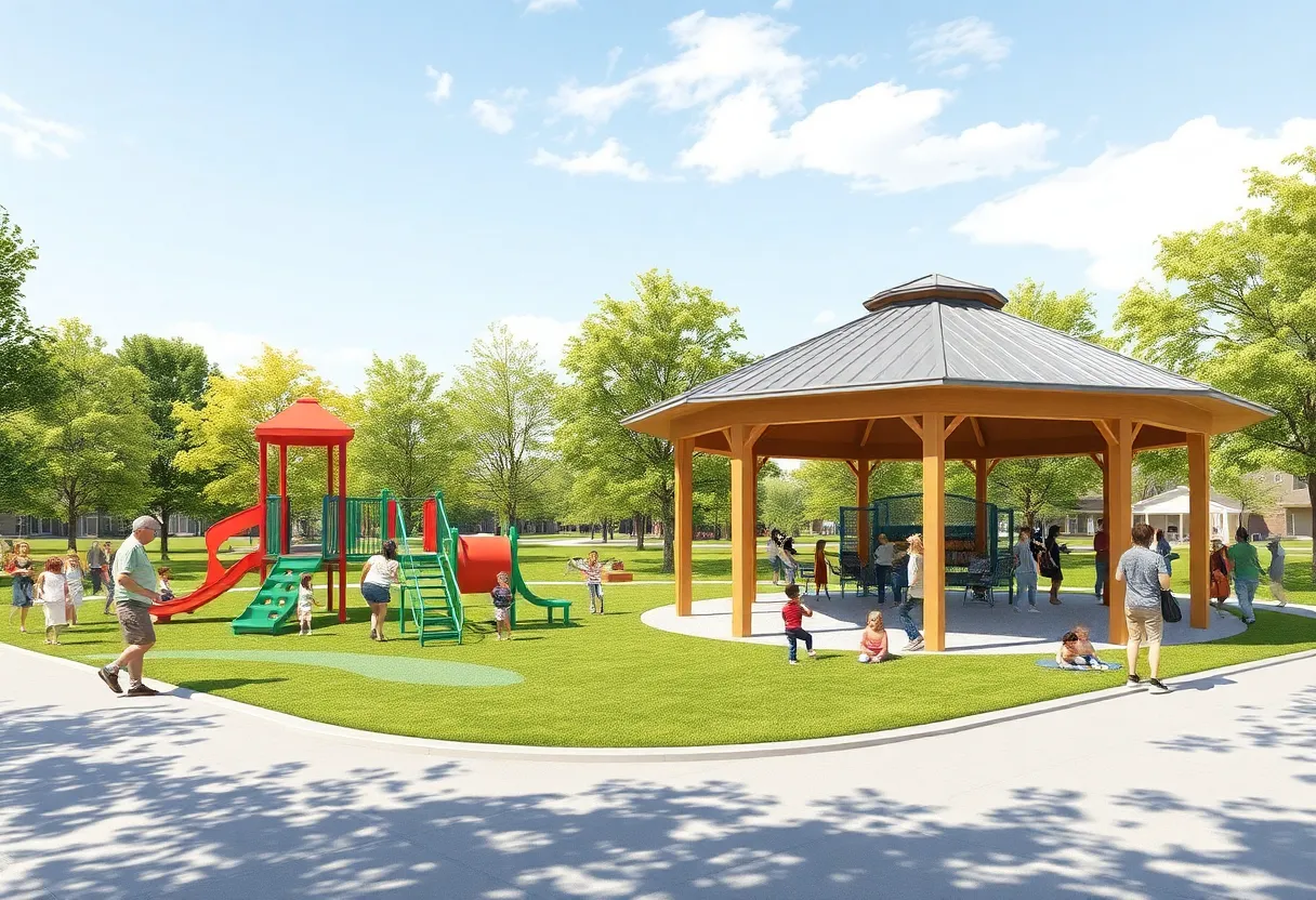 Rendering of the YMCA expansion with adventure course and pavilion