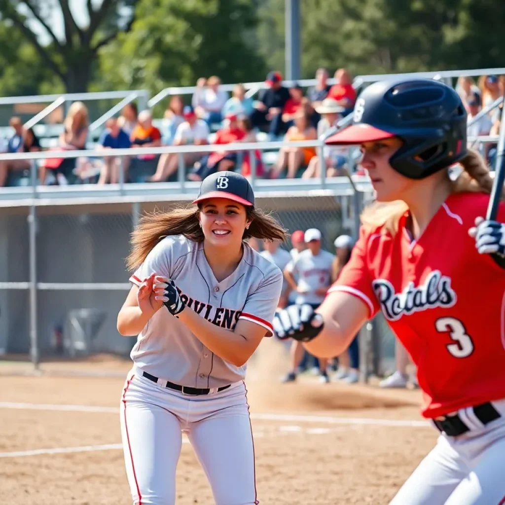 Centenary College softball team in action during the SCAC Championship