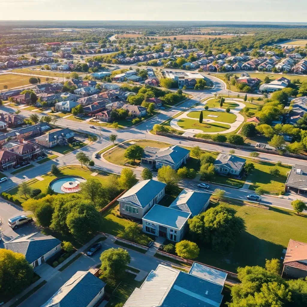 Aerial view of Central Texas cities like Leander and Pflugerville