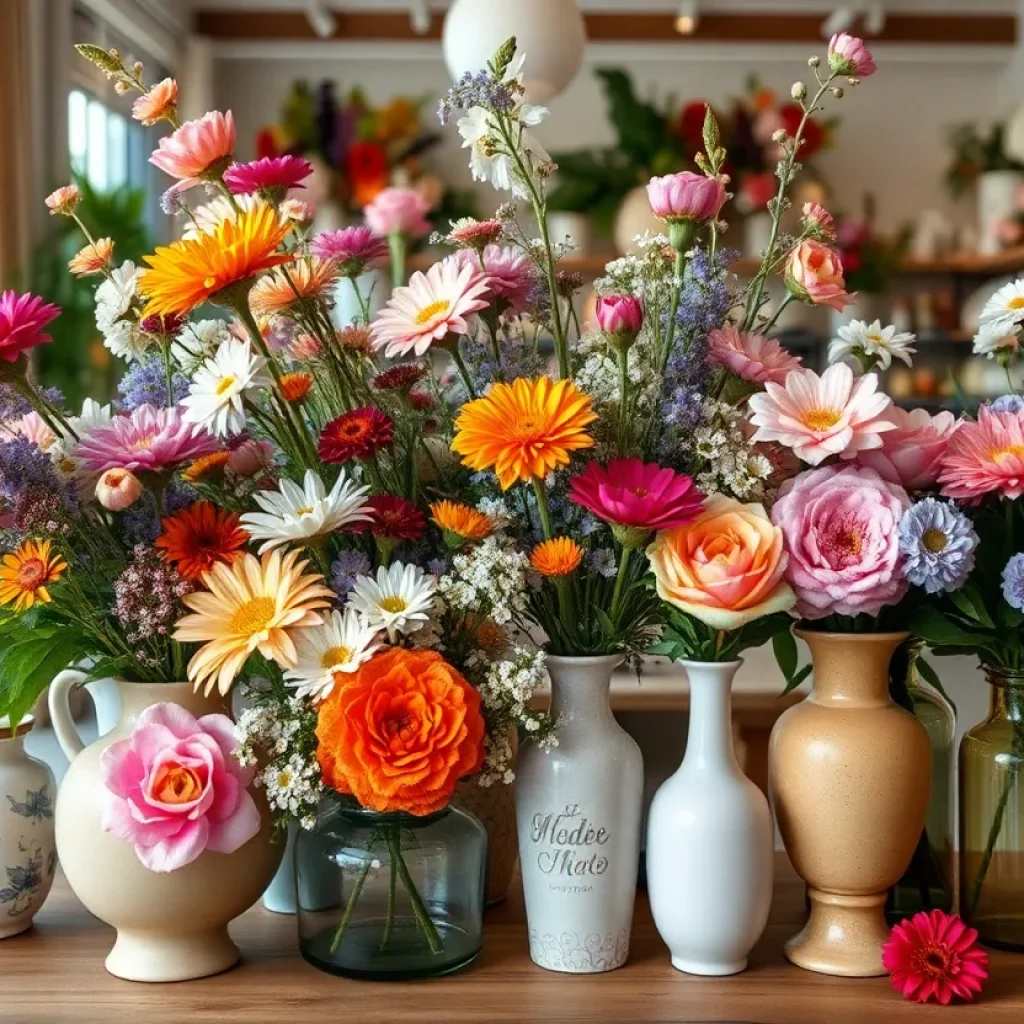 A beautiful floral arrangement in a vintage vase.