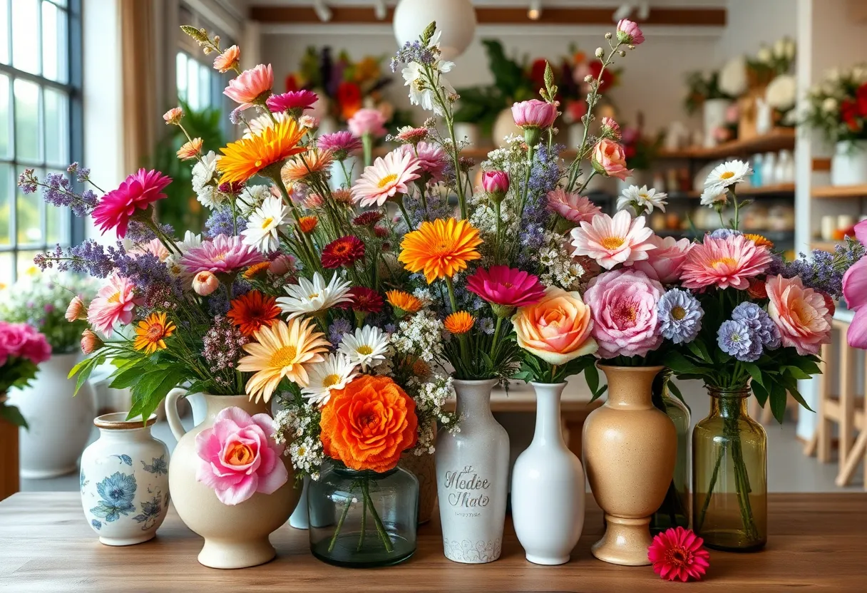 A beautiful floral arrangement in a vintage vase.