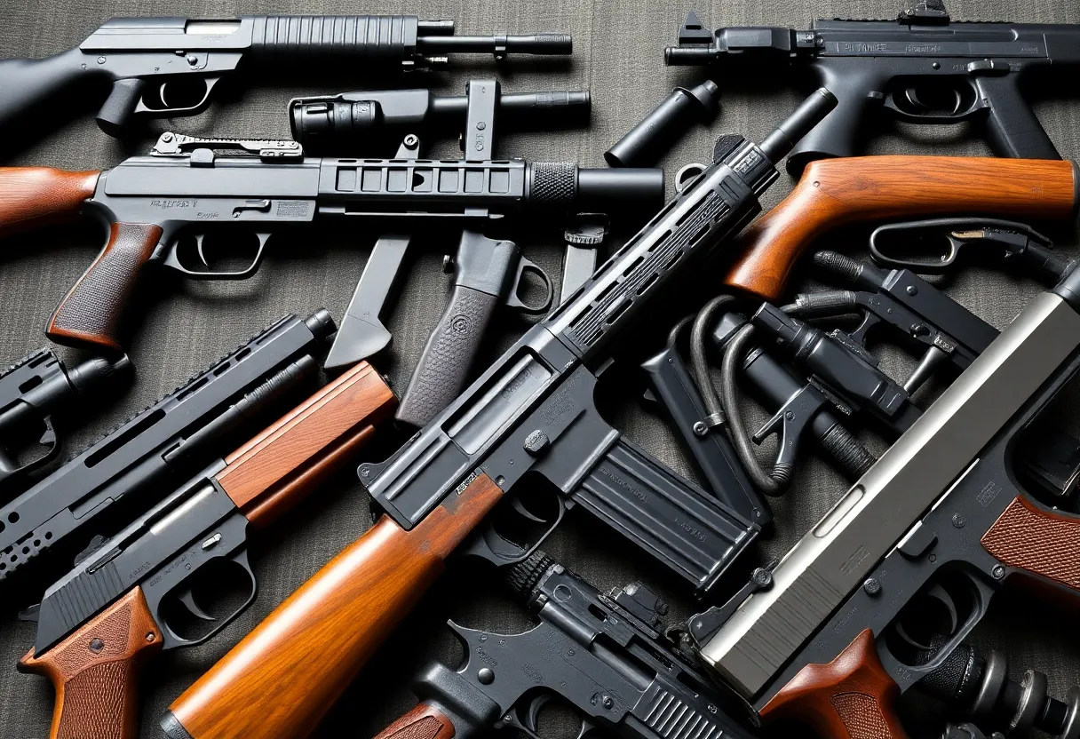 Illustration of firearms representing illegal trafficking