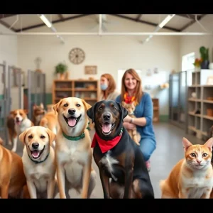 Animals at the Georgetown Animal Shelter receiving care and adoption services.