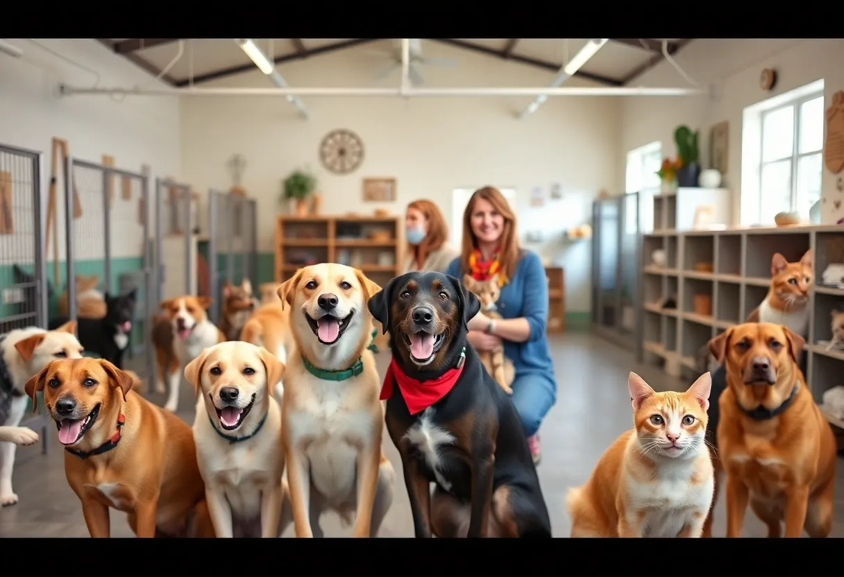Animals at the Georgetown Animal Shelter receiving care and adoption services.