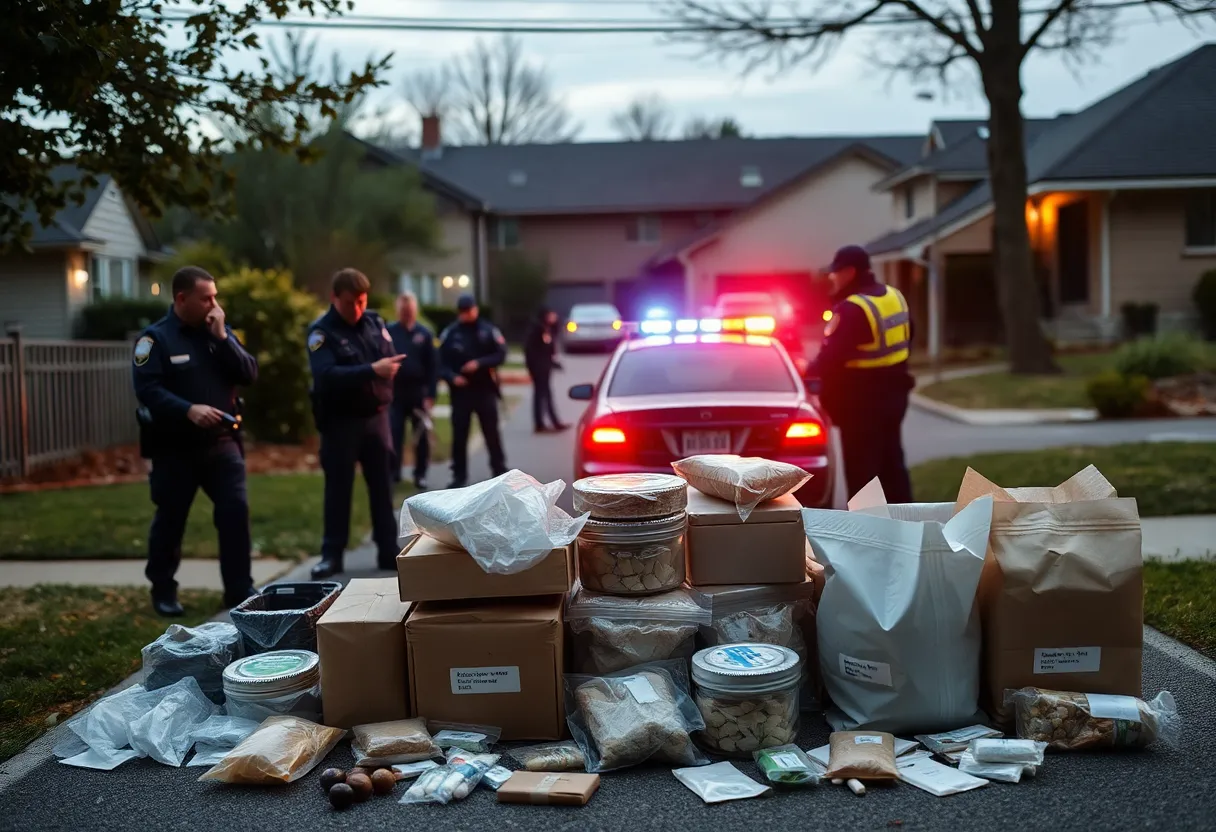Police conducting a drug bust in Georgetown, TX