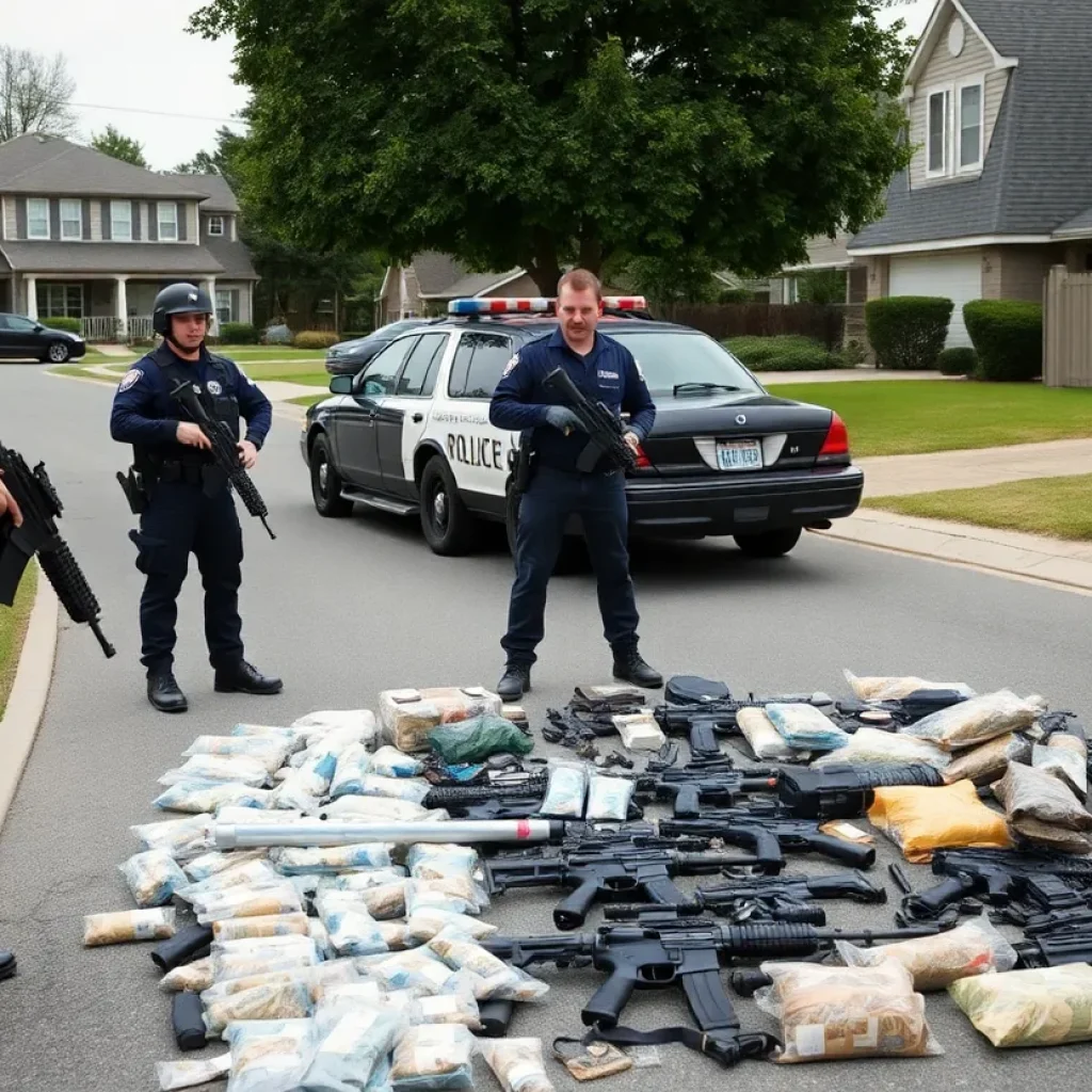 Police officers conducting a drug bust in Georgetown