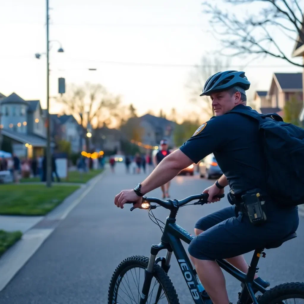 Police officer patrolling Georgetown on a mountain bike