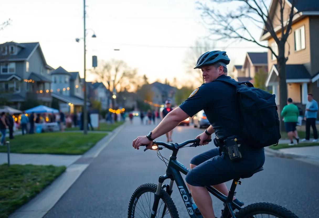 Police officer patrolling Georgetown on a mountain bike