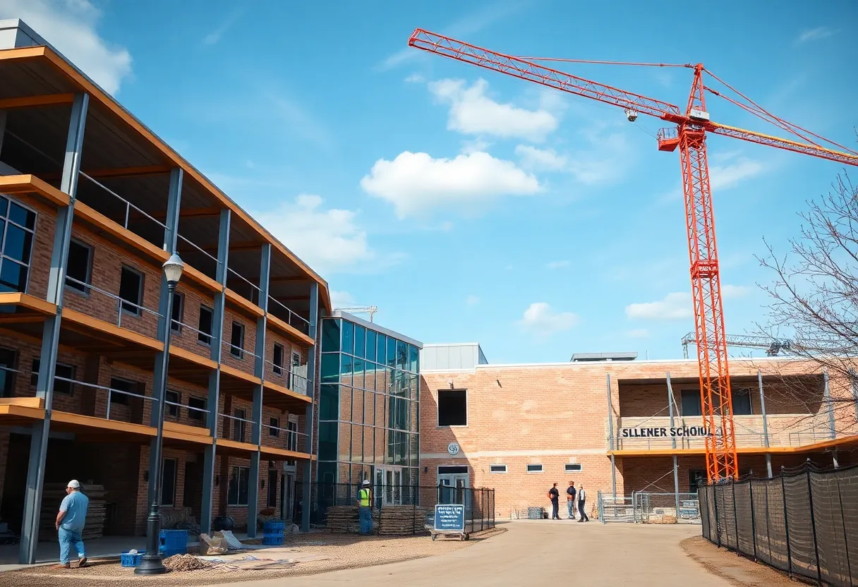 Construction site of new schools in Georgetown, Texas