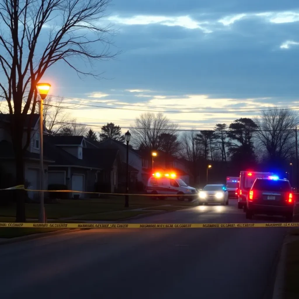Police scene in Georgetown, Texas after a domestic violence incident