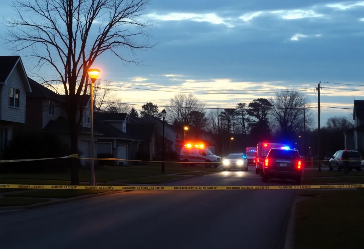 Police scene in Georgetown, Texas after a domestic violence incident