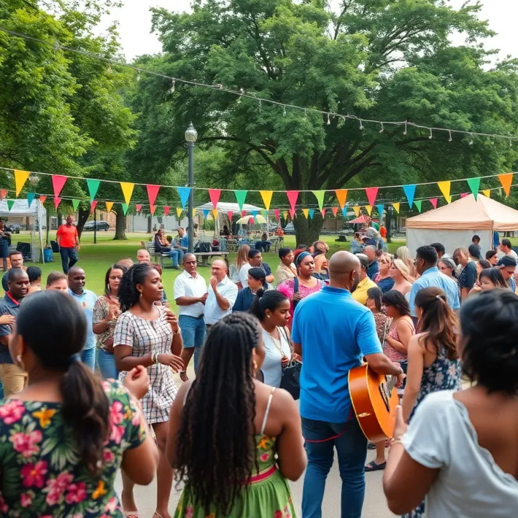 Community members celebrating Juneteenth in Georgetown with music and dancing.