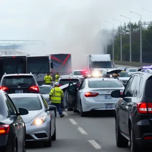 Emergency responders managing a multi-vehicle crash in Leander.