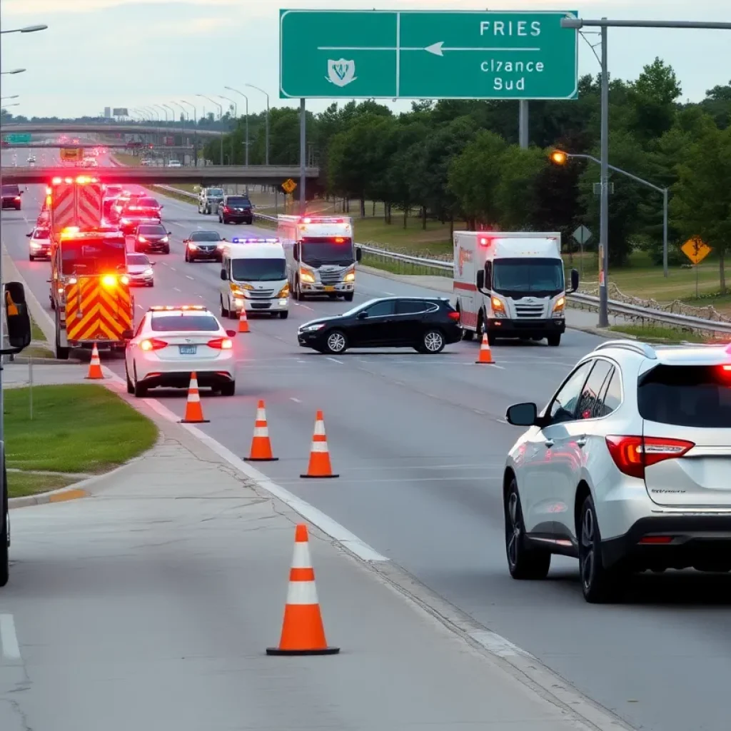 Emergency response at a vehicle crash site in Leander Texas