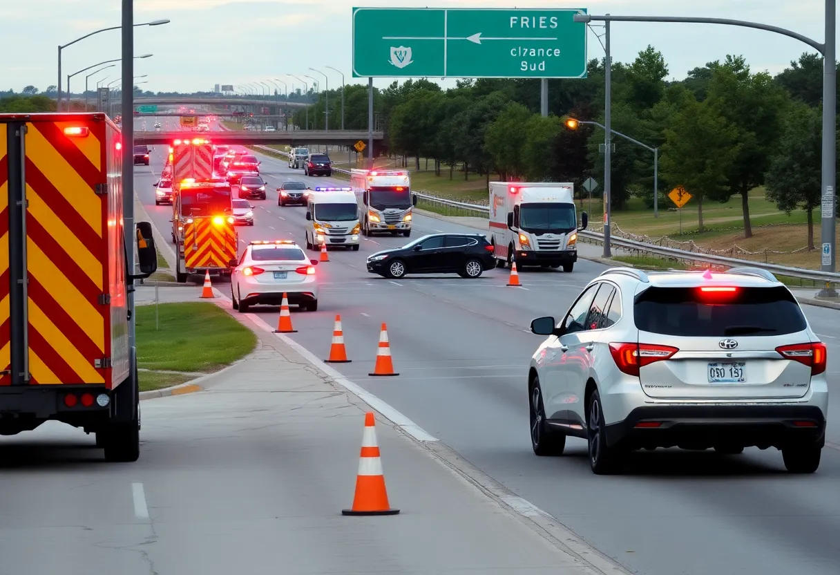Emergency response at a vehicle crash site in Leander Texas