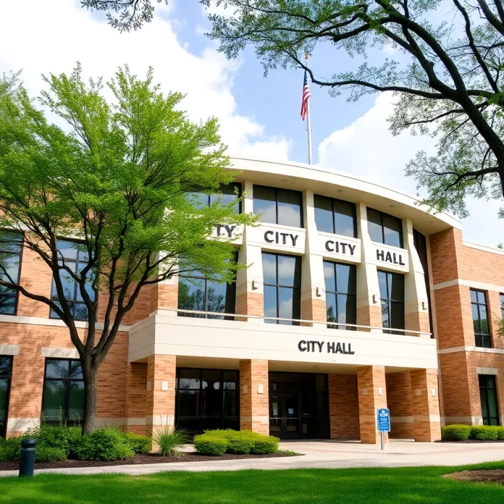 City Hall of Liberty Hill surrounded by greenery