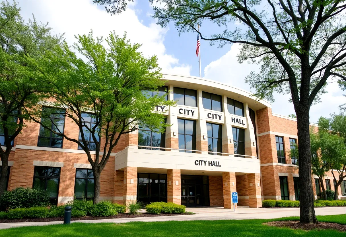 City Hall of Liberty Hill surrounded by greenery