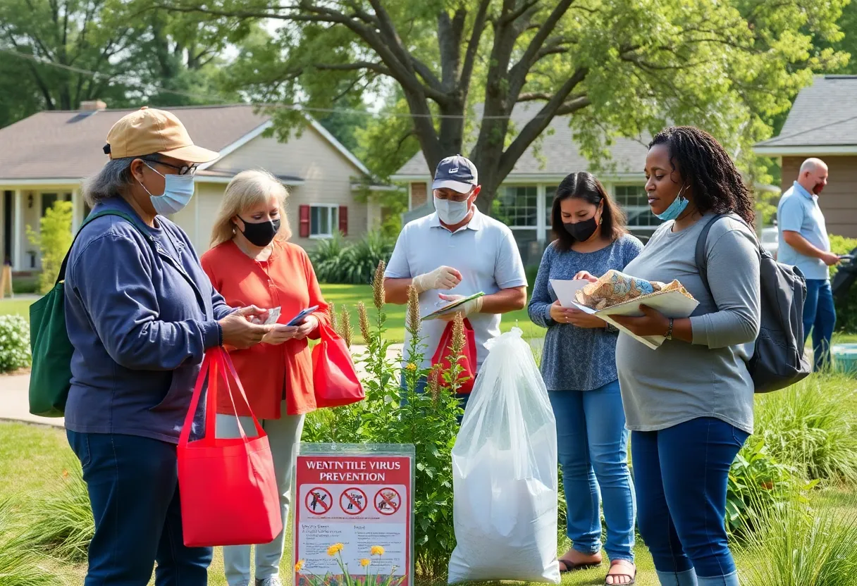 Residents engaged in mosquito control and prevention activities.