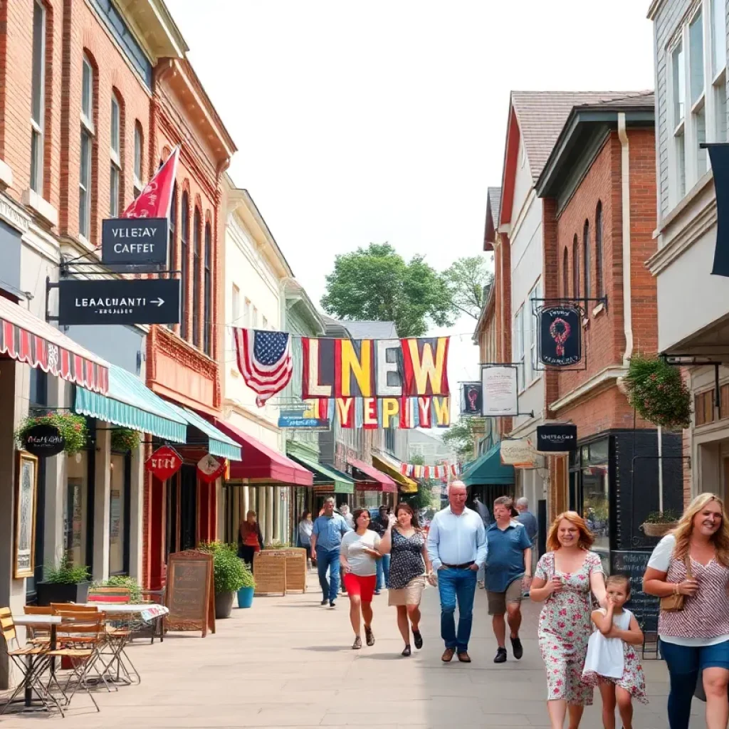 A lively street scene with new businesses in Leander and Liberty Hill.