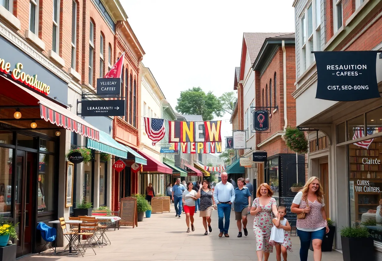 A lively street scene with new businesses in Leander and Liberty Hill.