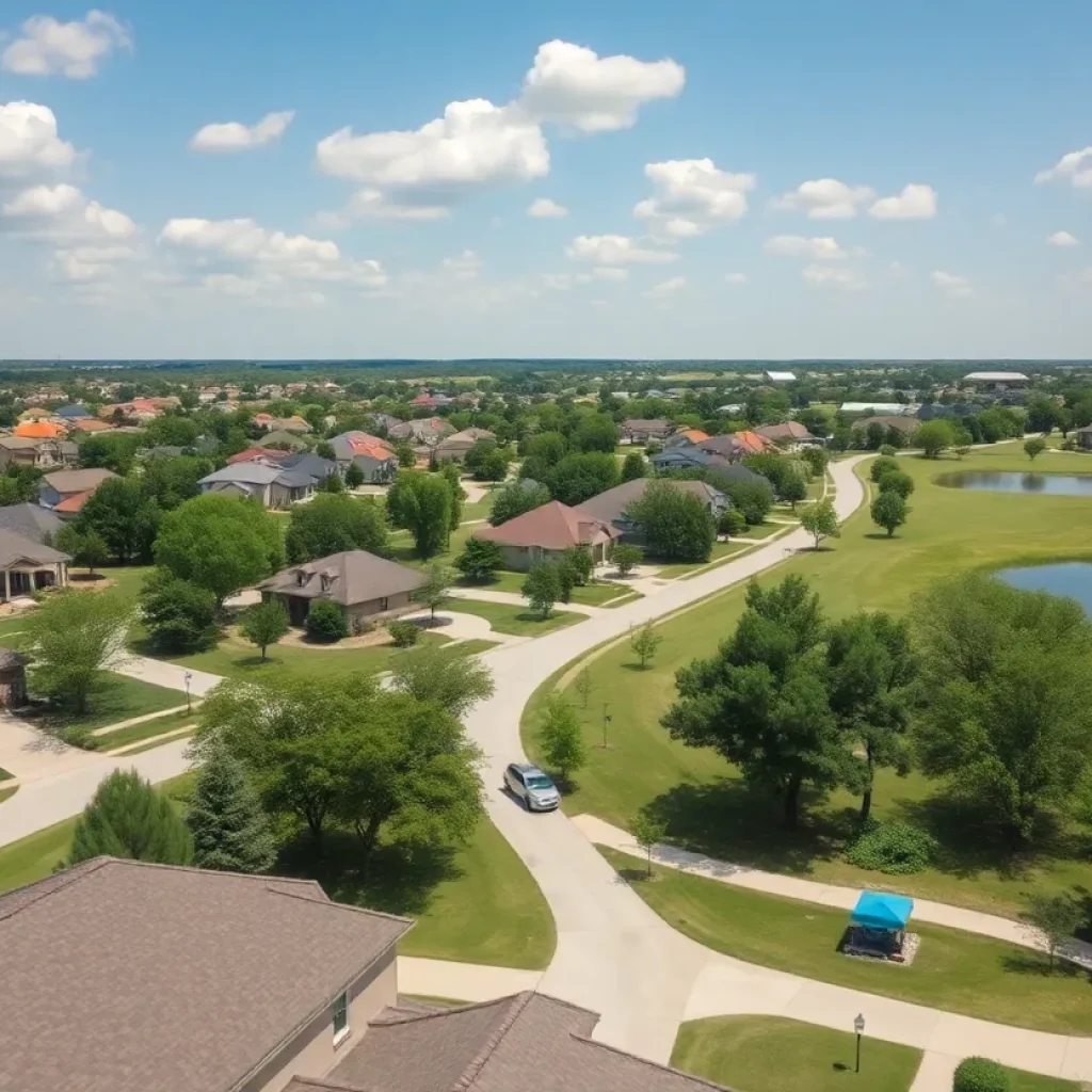 View of Pflugerville, Texas with houses and Lake Pflugerville