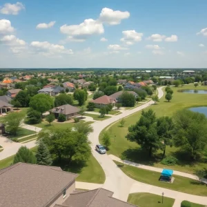 View of Pflugerville, Texas with houses and Lake Pflugerville