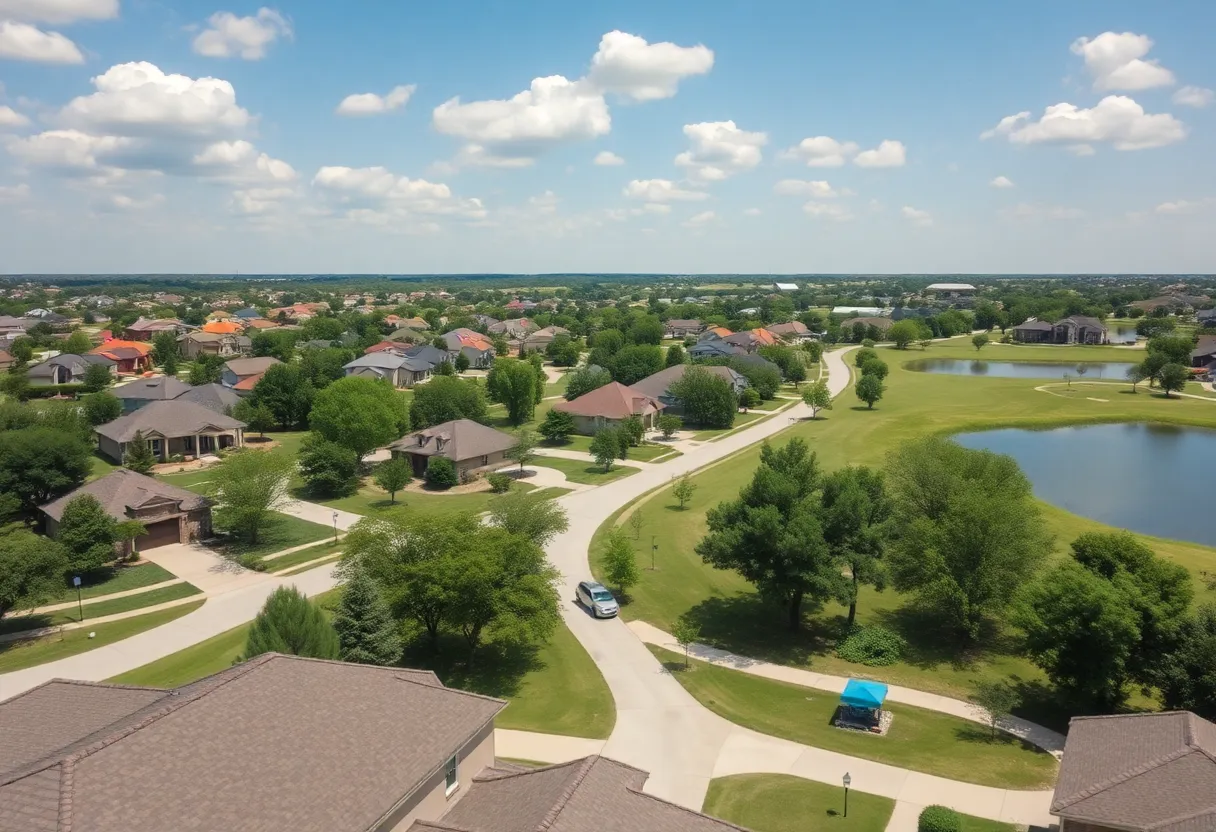 View of Pflugerville, Texas with houses and Lake Pflugerville