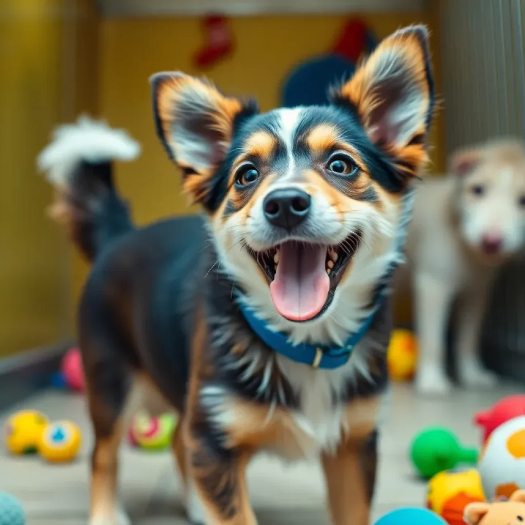A playful dog named Reagan waiting for adoption