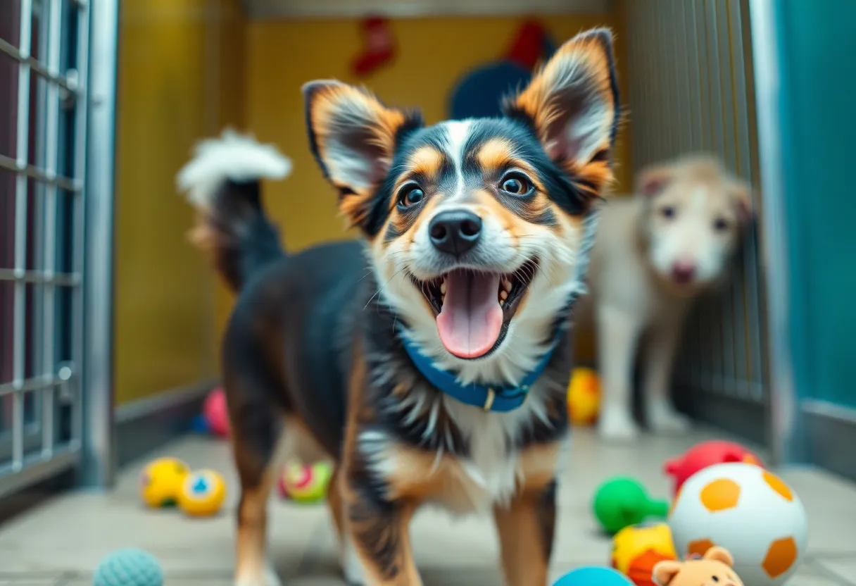 A playful dog named Reagan waiting for adoption