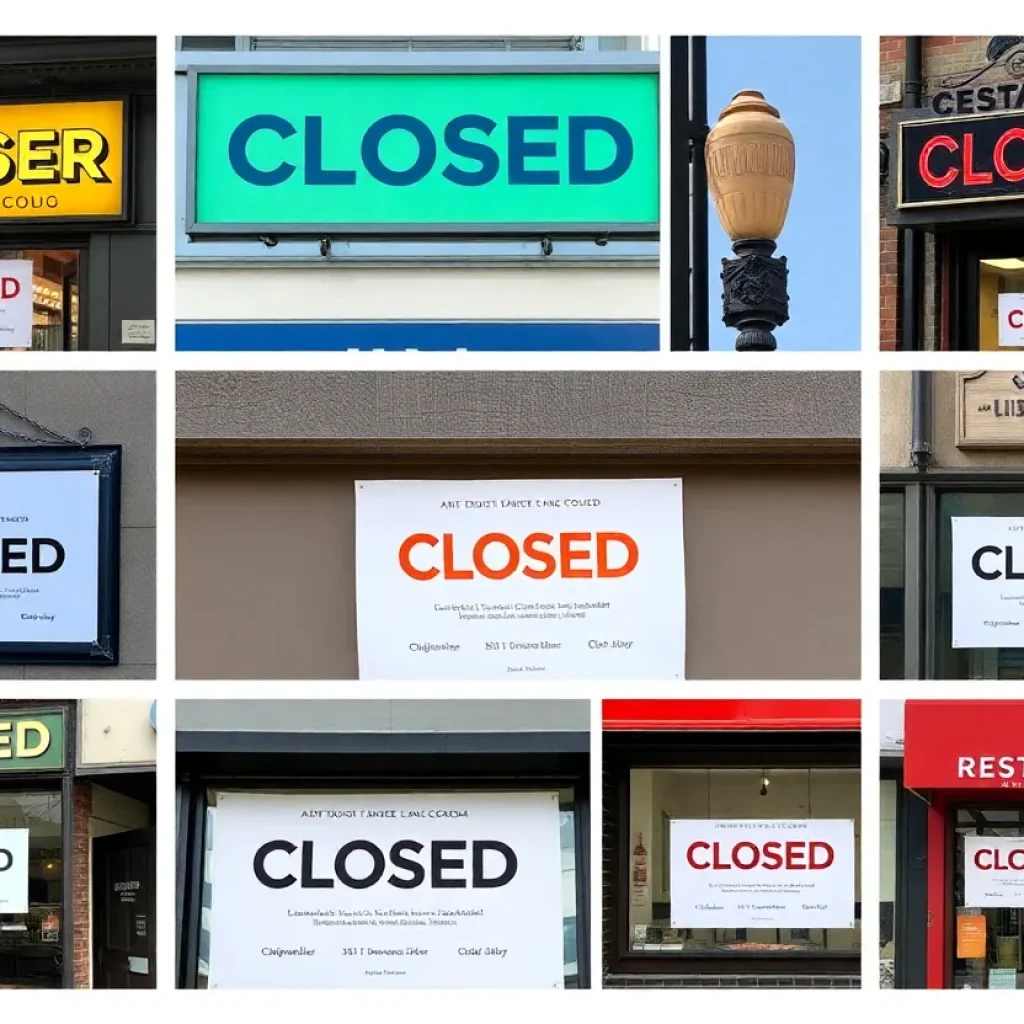 Closed restaurant signs in Austin