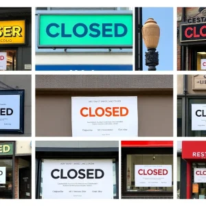 Closed restaurant signs in Austin