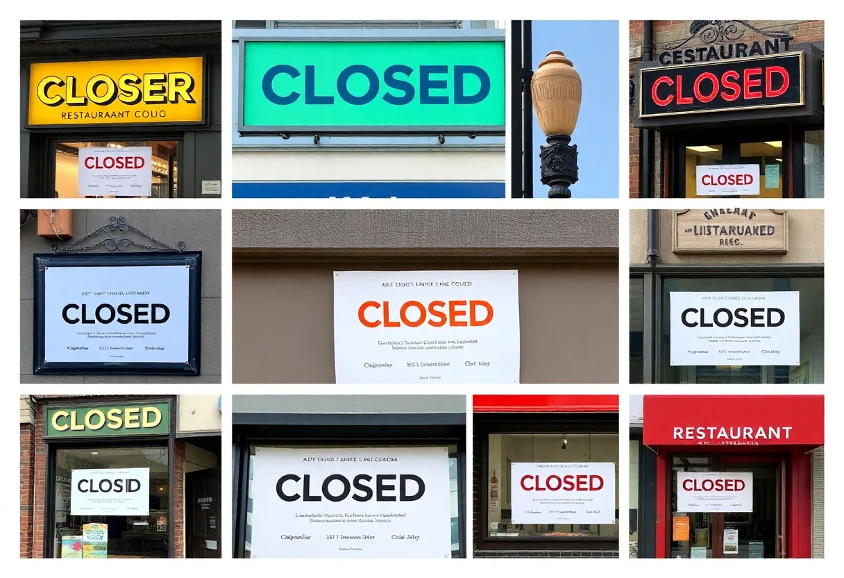 Closed restaurant signs in Austin