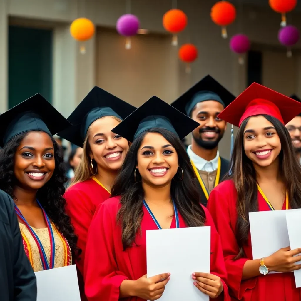 Celebration of local high school scholarship recipients at an event.