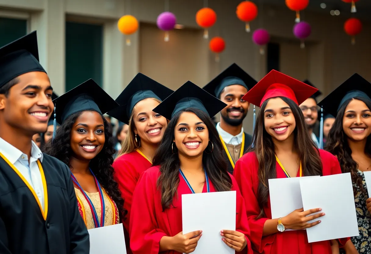 Celebration of local high school scholarship recipients at an event.