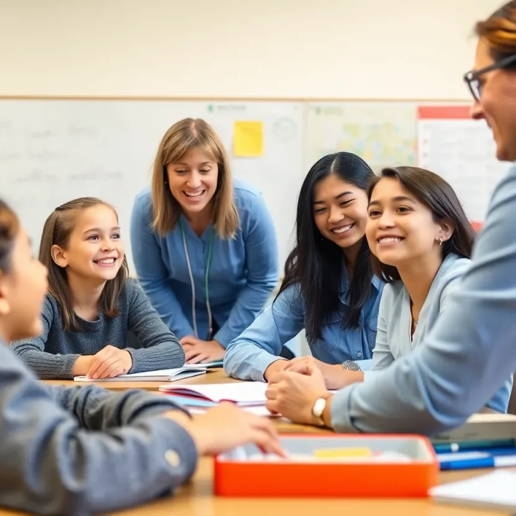 Teachers actively interacting with students in a classroom setting