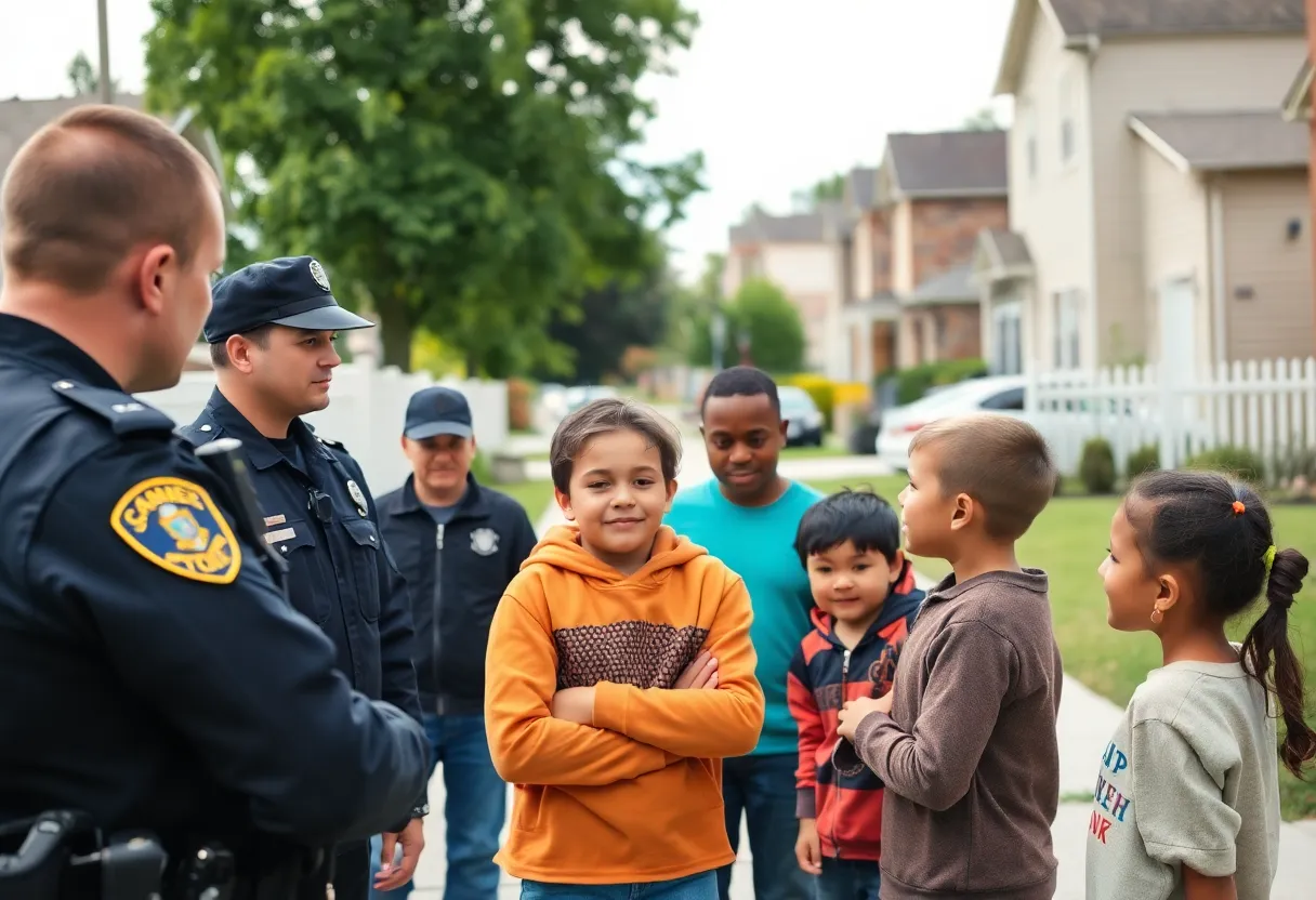 Law enforcement officers engaging with children in the community