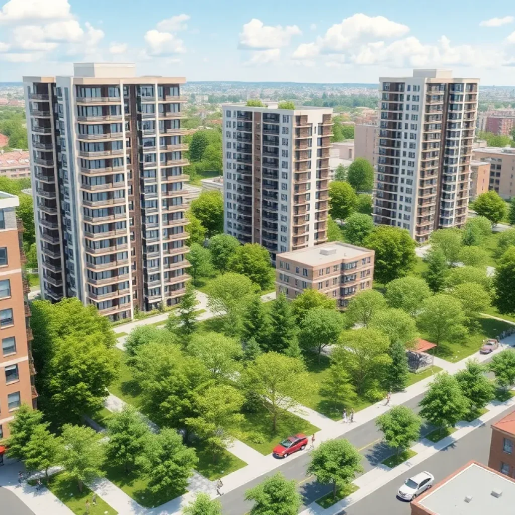Illustration of an urban redevelopment project in Austin