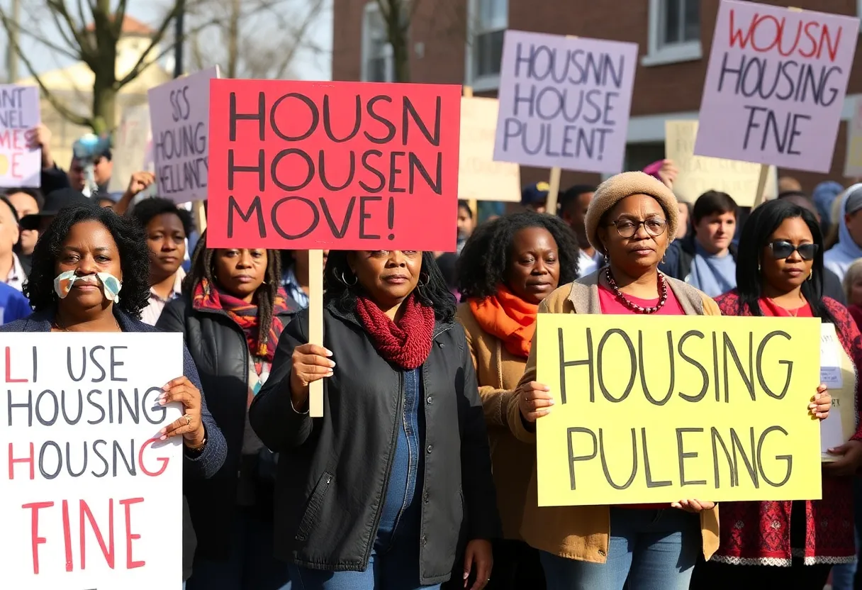 Residents of Austin protesting against redevelopment