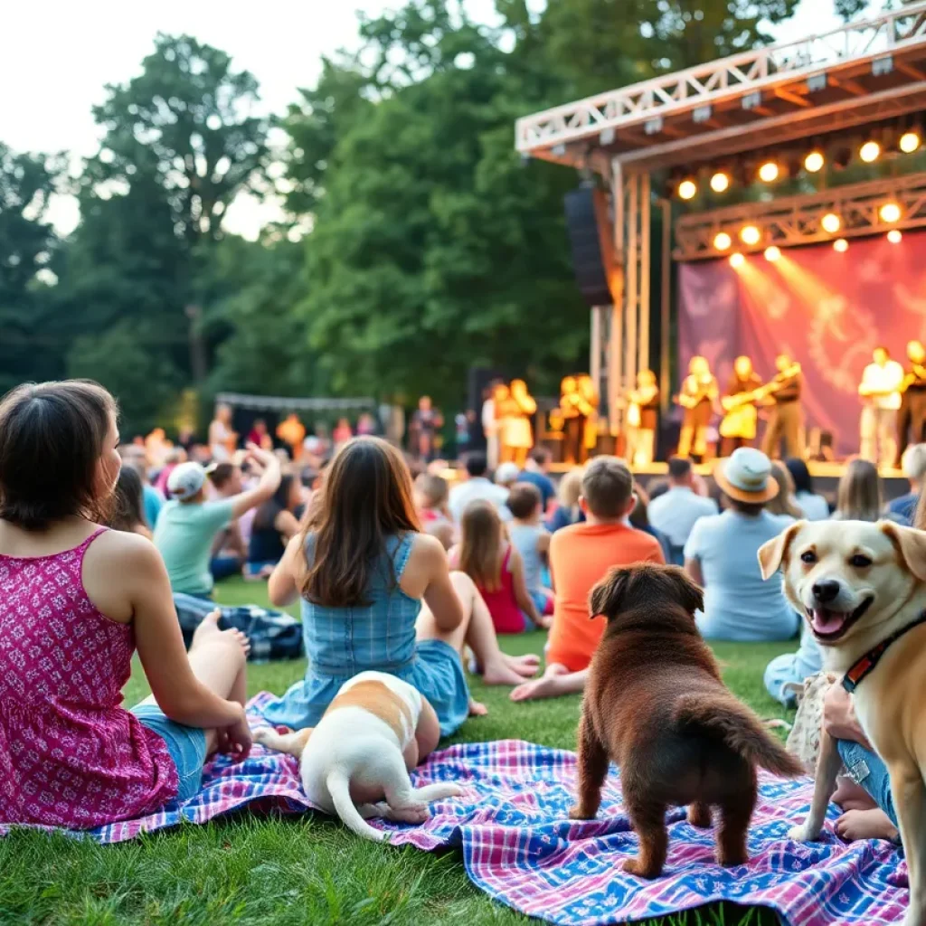 Families enjoying the Blues on the Green concert at Zilker Park