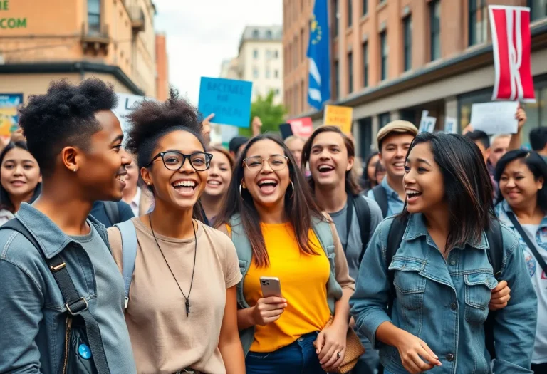 Young people at a political rally in New York City