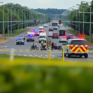Police and emergency vehicles at crash site on Ronald Reagan Boulevard in Cedar Park