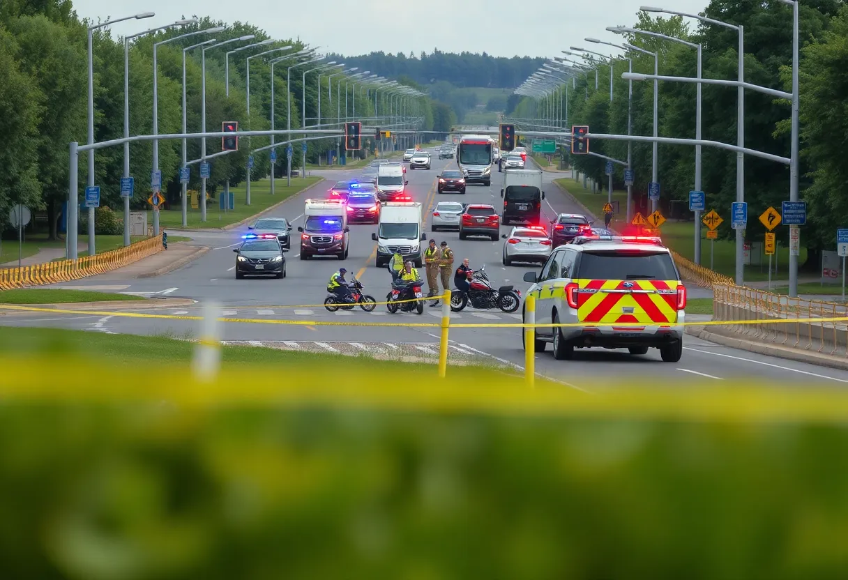 Police and emergency vehicles at crash site on Ronald Reagan Boulevard in Cedar Park