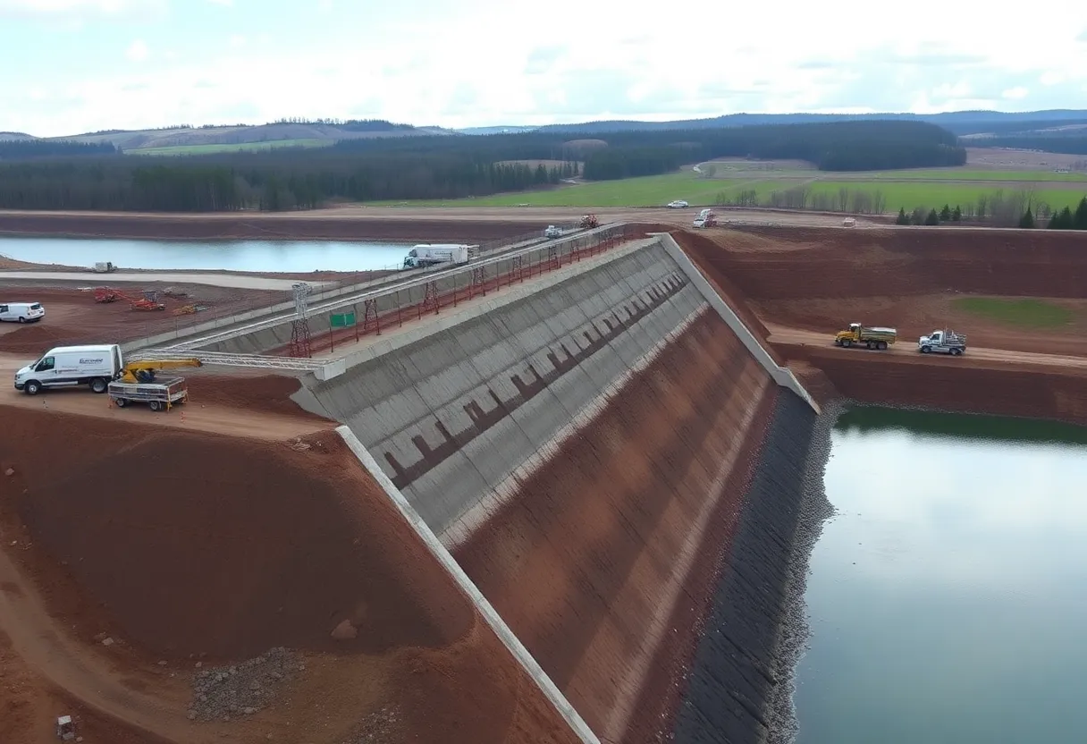 Construction of Dam 101 for flood mitigation in Round Rock
