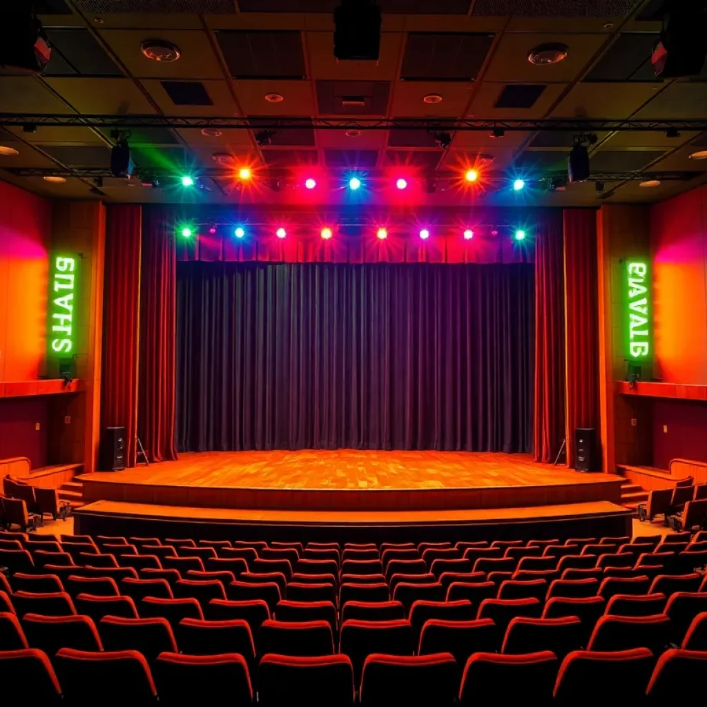 The Davidson Stage at Southwestern University's Alma Thomas Theater, designed for live performances.