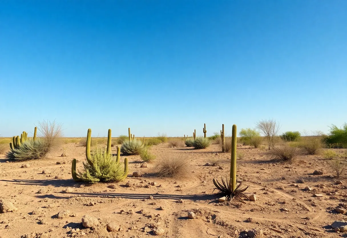 Dry landscape in Georgetown, Texas, emphasizing water conservation efforts.
