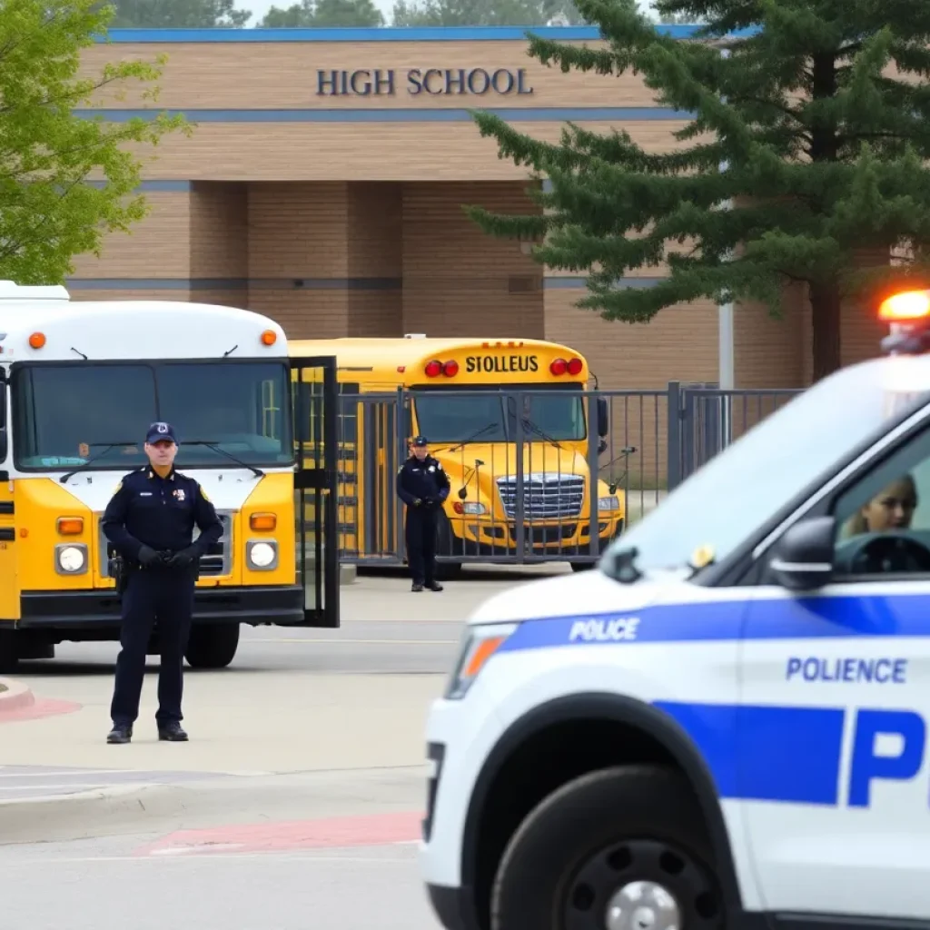 Police response to a bomb threat at Georgetown High School