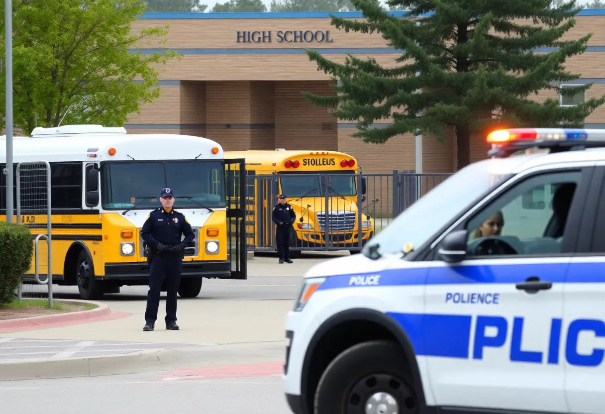 Police response to a bomb threat at Georgetown High School